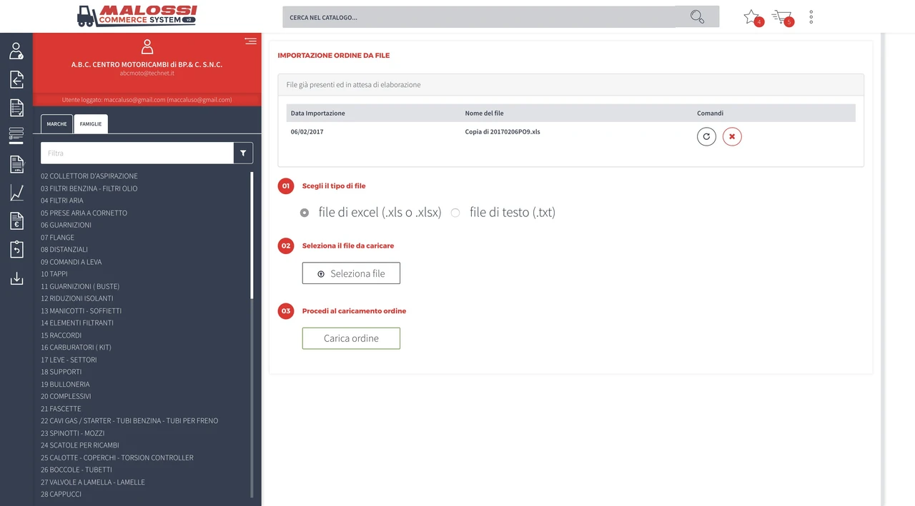 Malossi Commerce System - File in