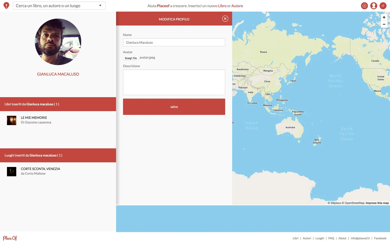 Placeof - User profile