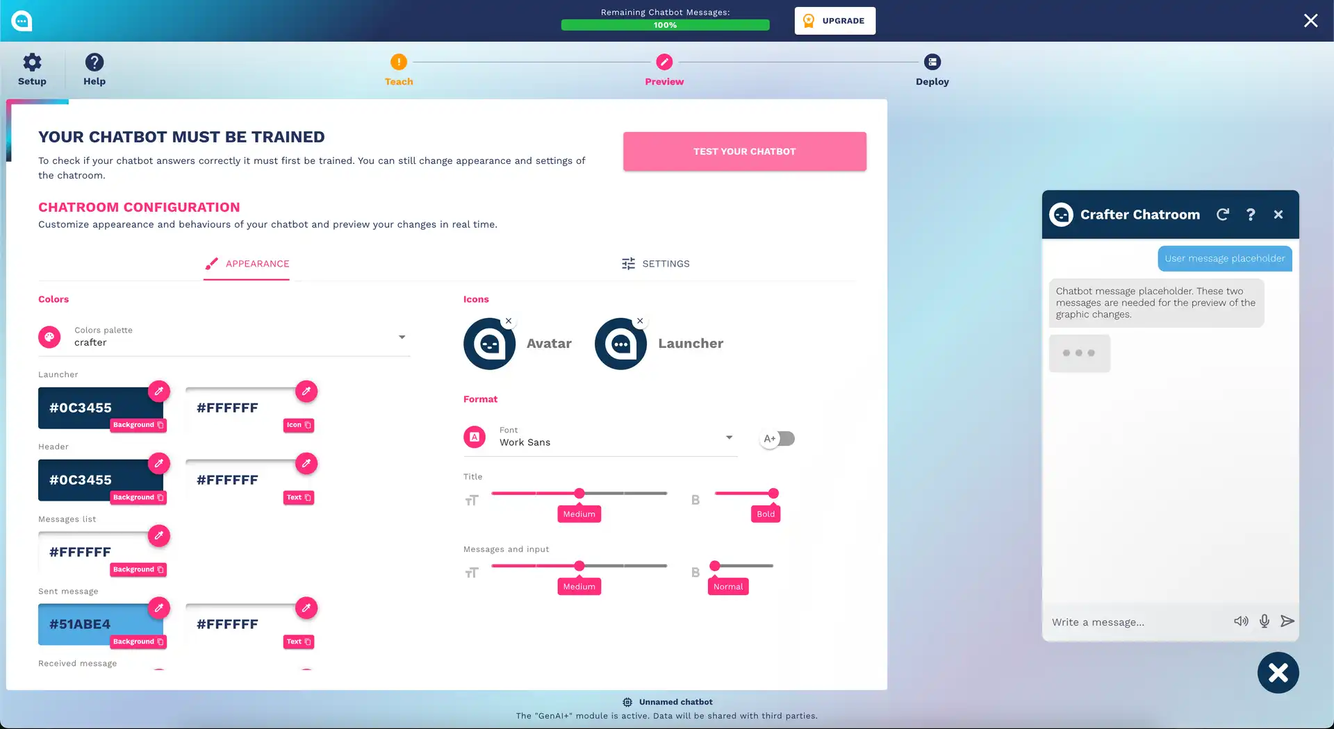 Crafter.ai - Chatroom customization