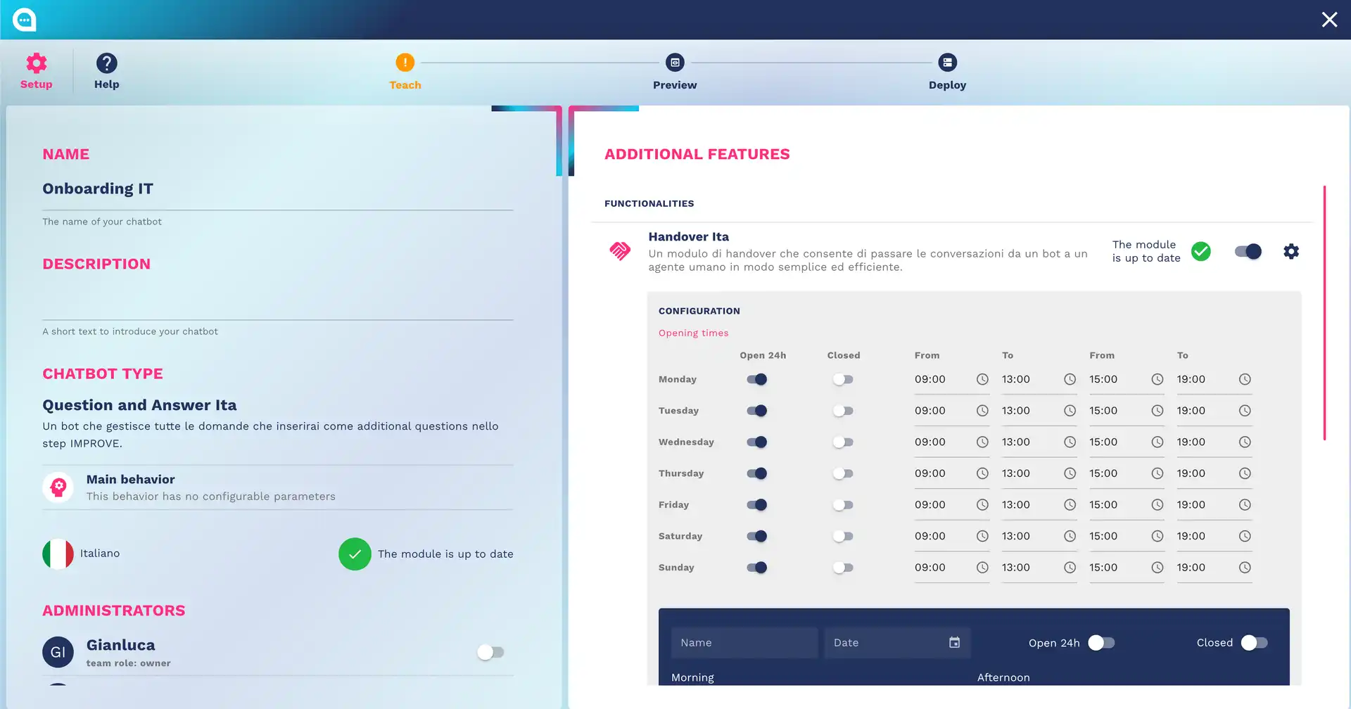 Crafter.ai - Setup: Additional features